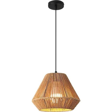 Suspension LED tissée à la main - avec câble ajustable, idéale pour le salon, la salle à manger, la cuisine ou la chambre - marron (1/5)