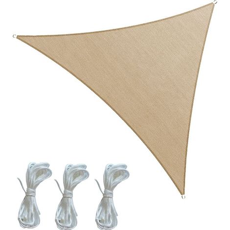 Mobili Rebecca – Voile d'ombrage triangulaire 5x5x5 m en polyéthylène anti-UV – Anneaux en acier inoxydable – Sac de transport inclus (1/5)