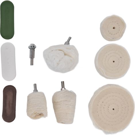 10 Disques de Polissage en Coton pour Pierre, Acier, Céramique - Set d'Accessoires de Lustrage