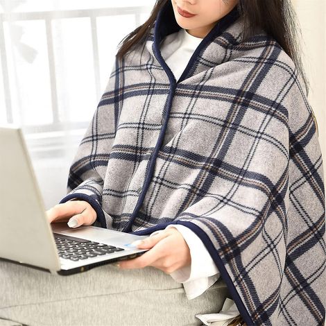 Couverture chaude à porter, poncho-couverture à boutons, plaid douillet en polaire, 80 x 130 cm (1/4)