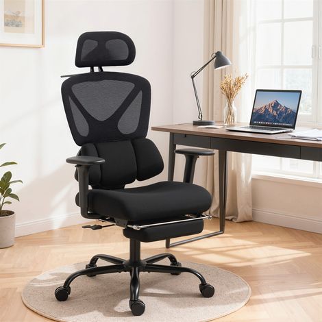 Sedia da ufficio ergonomica con ruote, tessuto a rete, supporto lombare, sedia da computer con braccioli, poggiatesta regolabile.
