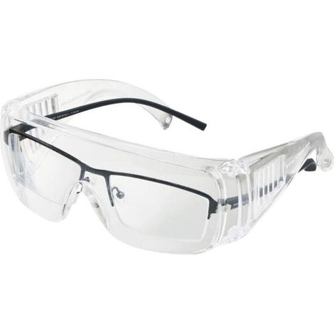 Lunettes de protection par-dessus lunettes de vue, anti-vent et anti-UV, vision panoramique, norme EN166, écran anti-projections pour meulage et conduite, modèle polyvalent. (1/5)