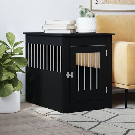 Meuble de cage pour chiens，Parc Enclos pour chien noir 55x80x68 cm bois d'ingénierie CFW800541 (1/5)