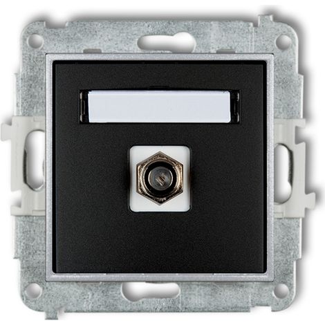 1x Antennenbuchse ohne Rahmen Karlik Mini Farbe Mattschwarz/Silber (1/3)