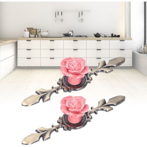 Deux lots vendus. Poignées en céramique rose pour armoires et penderies, style cartoon moulé à la main, style minimaliste moderne européen. (1/5)