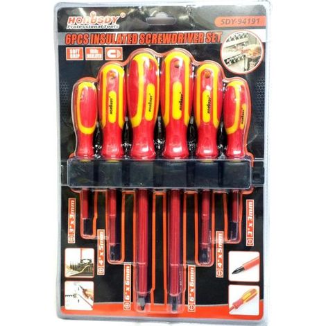 Set 6 Cacciaviti Punte Magnetiche Croce Giraviti Manico elettricista SDY-94191 (1/5)