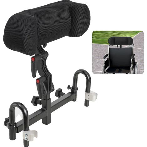 Cojín reposacabezas para silla de ruedas, material de hierro, tamaño de abrazadera de 22 mm, altura y anchura ajustables, anchura máxima de la silla de ruedas 520 mm, se adapta a diámetros de asa de h (1/5)