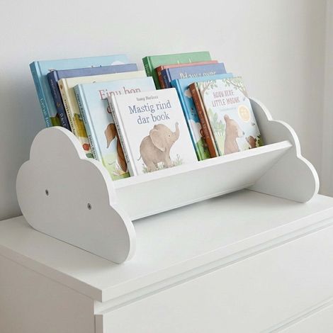 Libreria a forma di nuvola per bambini, in MDF bianco, 17x43x29 cm (1/5)