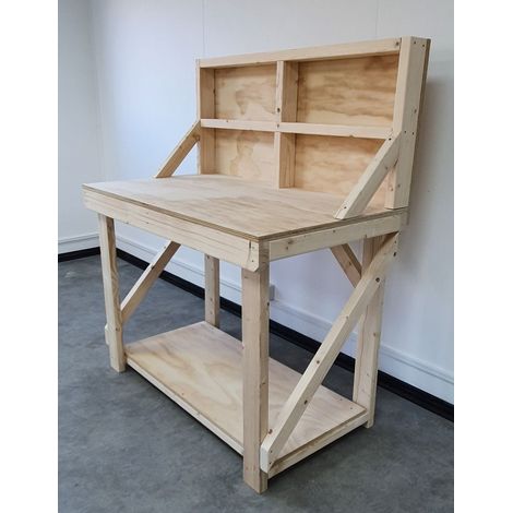 Wooden Workbench 18mm Plywood Top Industrial Garage Heavy-Duty, 5ft (150cm) With back panel and wheels