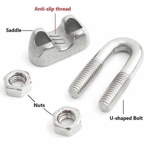 12pcs serre-câbles inox – M4 pour câble 4mm – U-bolt avec selle forgée – pour fixation extérieure et montage de câbles (1/4)