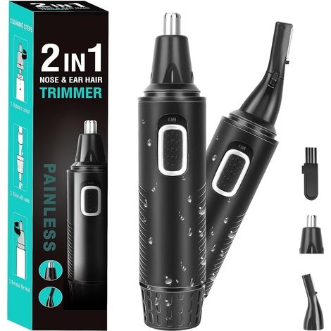 Tondeuse de nez pour homme 2 en 1, tondeuse à poils de nez, coupe-poils, oreilles, sourcils, lèvres, épilateur indolore, IPX7, lavable, pour homme et femme (1/5)