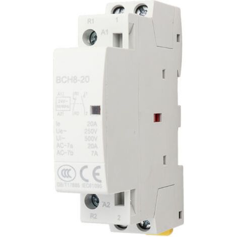 Contacteur AC 20 A 50/60 Hz 2P 1NO+1NC 35 mm Montage sur rail DIN Contacteur AC domestique (24 V) (1/4)