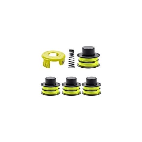 4 Bobine Fil Coupe Bordure Compatible avec Ryobi RAC118 RAC119,Convient pour Ryobi RLT3025F,RLT3025S,RLT3525S,RLT2523,RLT3525,RLT3123,Ø1,2mm-8,4m(4 Bobine+1 Couvercle+1 Ressort)