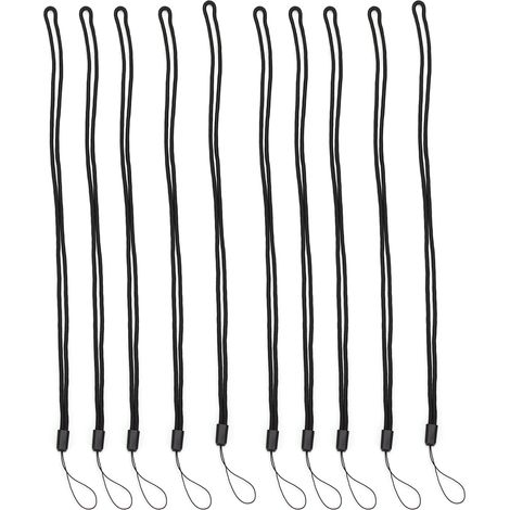10pcs Neck Lanyard Black Polyester Badge Holder for Students Staff ID Card Telephone Keys Camera (1/5)