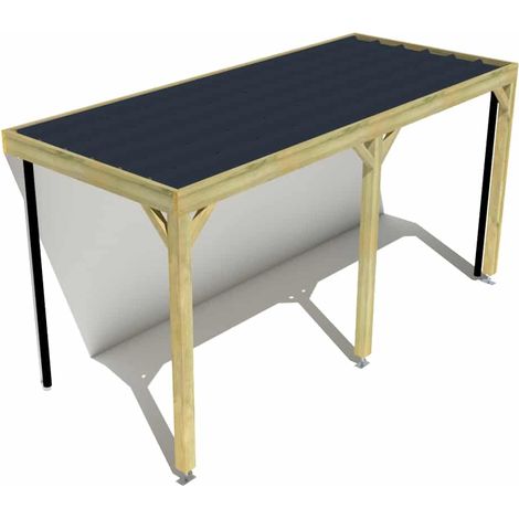 Carport bois • 5m x 2m • adossée • sens profondeur • livraison comprise (1/3)