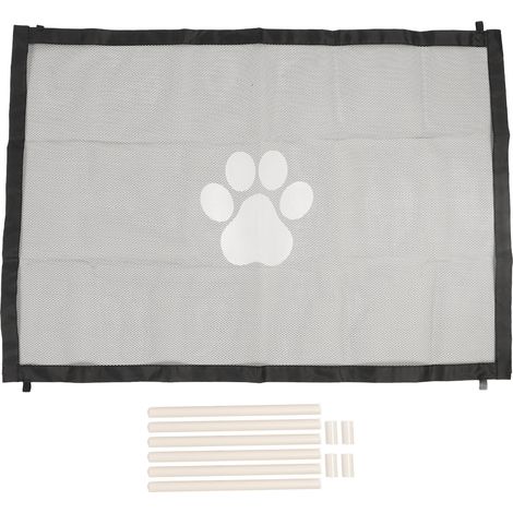Barrière de sécurité intérieure pour chien, sans perforation, en maille résistante et pliable, idéale pour les portes et les chambres (taille S, 110 x 78 cm). (1/5)