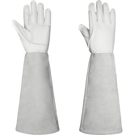 Gardening Gloves (Unisex) — Puncture-Resistant Cowhide Material, Ideal for Pruning Roses and Blackberries, Features Extended Arm Protection