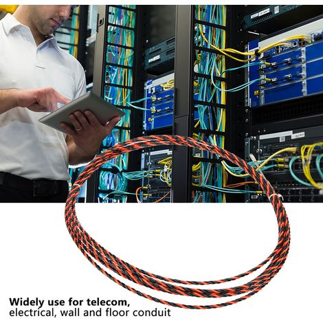 Tire-câble électrique 15 m en acier plastifié avec 2 attaches câble pour gaines murs sols télécom section 6.33 mm (1/5)