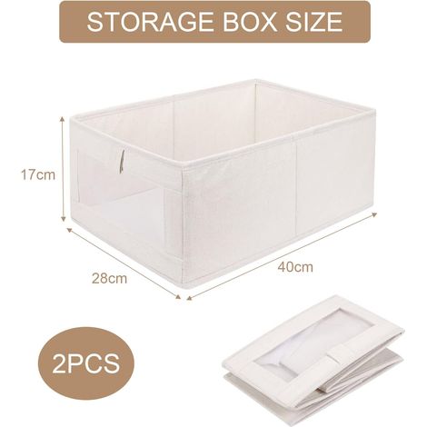 Set mit 2 Aufbewahrungsboxen mit Sichtfenster, für Kleiderschrank, Kleidung, Bücher, Kosmetik und Spielzeug, 40 x 27 x 17 cm (1/4)