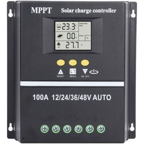 Régulateur de charge solaire MPPT 100A Double port USB Écran LCD rétroéclairé Entrée max 100V DC Compatible plomb/acide et lithium (1/5)