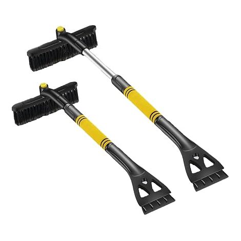 Car Ice Scraper with Broom, Removable Snow Scraper 3 in 1, Snow Brush with 360 Rotation, Car Windshield Scraper, for Cars, SUV, Truck (A) (1/5)