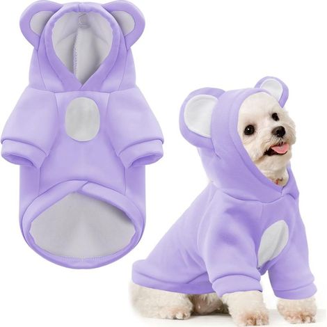 Sweat à capuche pour petit chien, polaire douce et chaude, vêtements d'automne et d'hiver (violet, XS) (1/5)