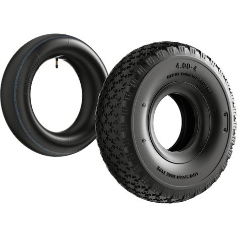 Pneu 11x4.00-4 et Chambre à air – Valve droite – 294 x 294 x 80 mm – 4 PR – capacité de charge 130 kg – pour Tondeuse à gazon Tracteur à… Wiltec (1/5)