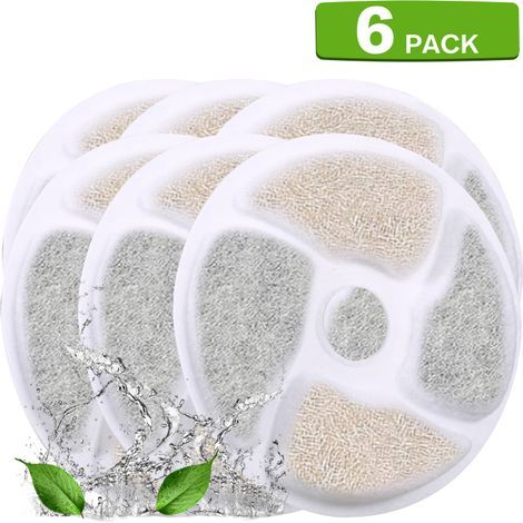 Fontaine à eau pour chat avec filtre rond Space, système de filtration automatique pour animaux de compagnie (6 pièces, 3 filtres). (1/5)