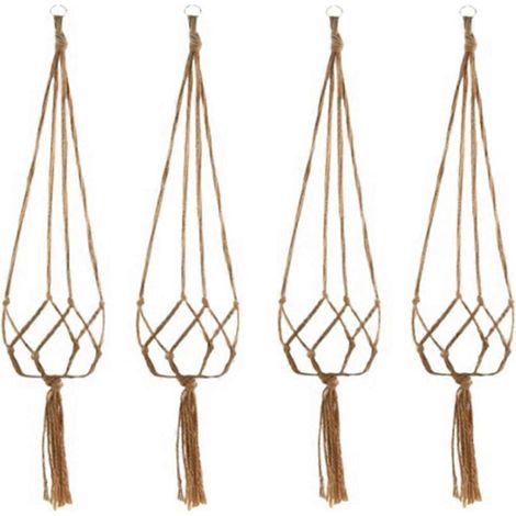 Hängekorb, handgefertigter Blumentopf, Netzbeutel, geflochten, Vintage, 105 cm