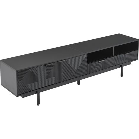 Mobile TV nero con design geometrico, 200x40x51 cm, per TV fino a 90 pollici, HOMVRA (1/5)