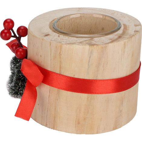 Porte-bougie en Bois Rustique pour Décoration de Table, Idée Cadeau pour Mariage et Fêtes d'Intérieur (1/5)
