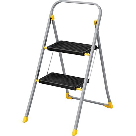 Escabeau 2 marches pliable Charge 150kg Marche-pied Pliable Pieds anti-dérapants Bricolage Maison Chantier INTEC