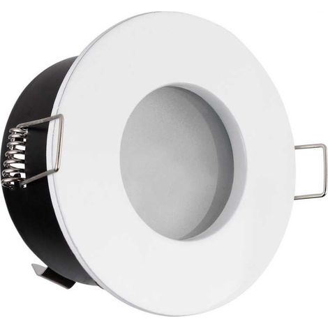 FIXATION SPOT SALLE DE BAIN ETANCHE BLANC POUR AMPOULE GU5.3 12V HALOGENE OU LED IP65 (1/2)