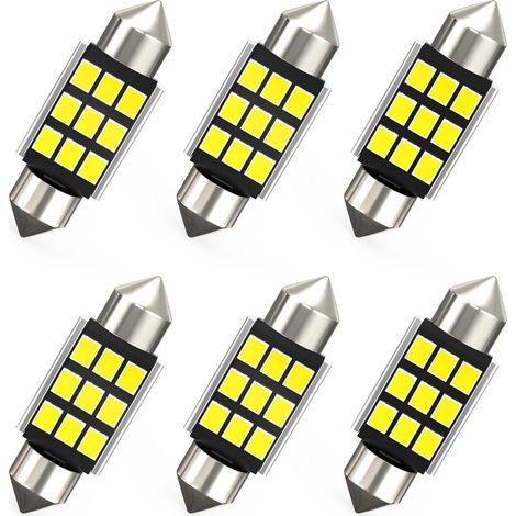 Ampoules LED 36MM C5W Feston CANBUS Sans Erreur 6411 6418 12V Voiture LED Intérieur Plafonnier Dôme Carte Feux de Coffre Plaque Immatriculation Lumière 6000K Blanc 6Pcs (1/5)