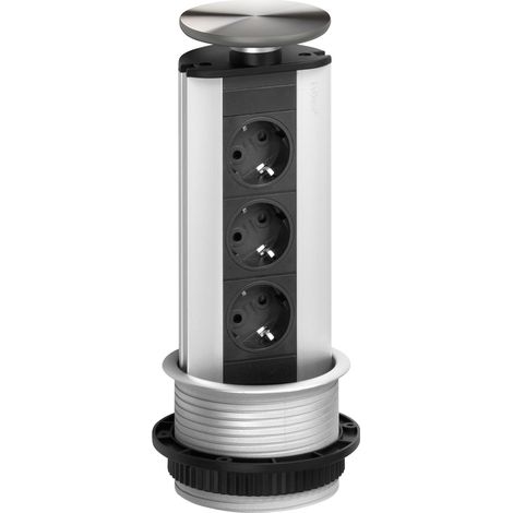 EVOline Port Steckdosenelement 3x Schuko Wippdeckel Edelstahl