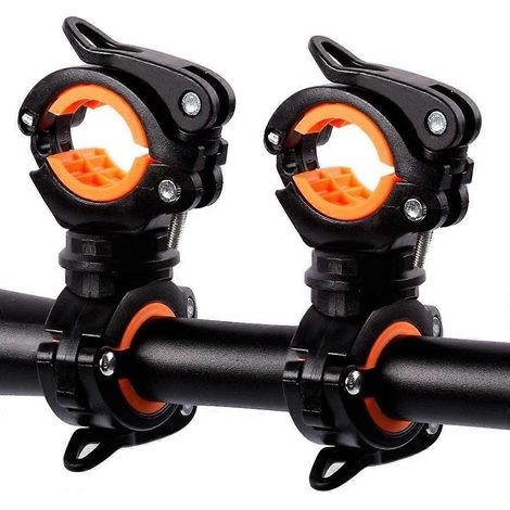 Lot de 2 pinces de fixation pour lampe torche de vélo, support de phare, accessoire de cyclisme pivotant (1/5)