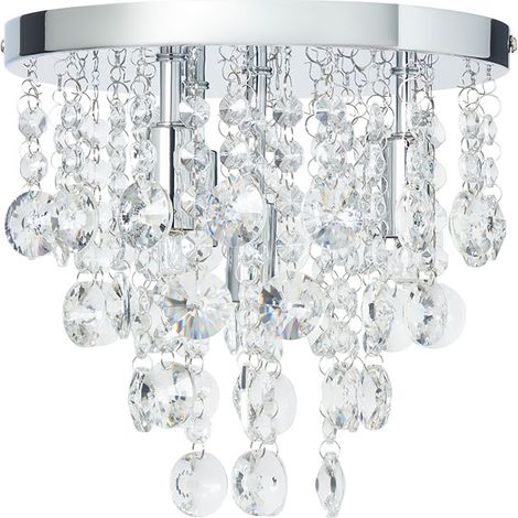 Litecraft Montego Ceiling Light Flush Crystal Effect 4 Arm Fitting - Chrome (1/5)