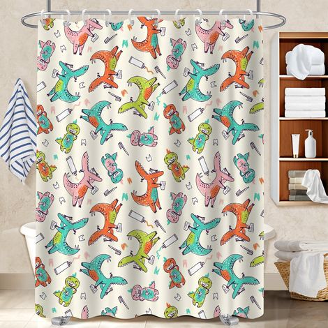 Ensemble rideau de douche polyester avec anneaux 180x180 léger housse de baignoire pour baignoire d’angle (1/5)
