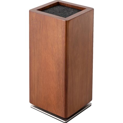 Support de Couteaux, Rotatif à 360°, en Bois d'Acacia Solide, Marron (1/2)