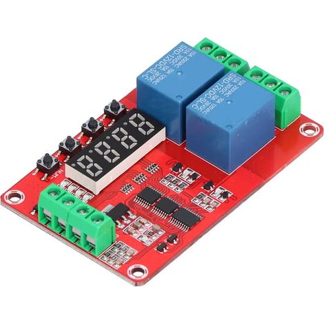 Module relais temporisé multifonctionnel 12 V à 2 canaux avec interrupteur temporisé autobloquant (1/5)