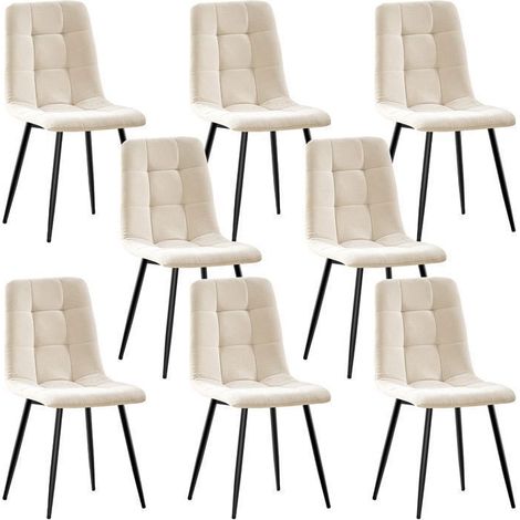 WAFTING Lot de 8 chaises de Salle à Manger rembourrées avec Dossier Haut et Design en Lin,Beige