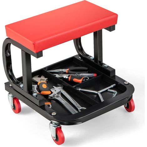 GOPLUS Siège à Roulettes Creeper Charge 150KG-Tabouret de Travail Roulant-Plateau à Outils Classé pour Ateliers/Garage (1/5)