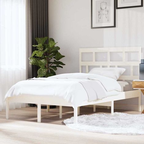 vidaXL Cadre de lit sans matelas blanc bois massif 140x200 cm (1/5)