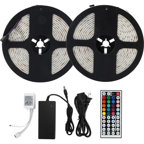 Bande LED RGB 10m Étanche SMD5050, Télécommande 44 Touches, Alimentation 100‑240V (1/5)