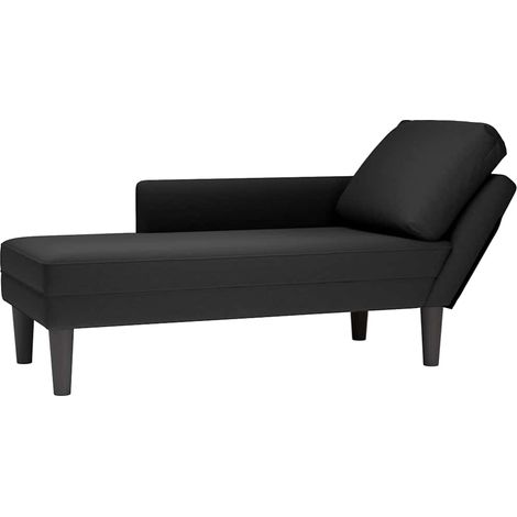Tumbona con almohada y reposabrazo derecho terciopelo negro vidaXL (1/5)