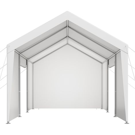 Mophorn Cochera portátil 3,05 x 6,09 x 2,87 m con paredes laterales y puerta desmontables, estructura resistente al agua y a los rayos UV, ideal para proteger automóviles y embarcaciones, blanco