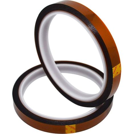 2 rubans de masquage en polyimide, 33 m x 10 mm, résistance thermique jusqu'à 280 °C, isolation électrique 6000 V, pour imprimante 3D et soudure (1/5)