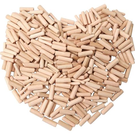Lot de 300 chevilles en bois - 3 tailles : 6 mm, 8 mm, 100 pièces - Pour meubles, menuisiers, bricolage, bricolage, porte, travail du bois (1/5)