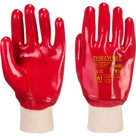 Guante PVC puño elástico soporte de algodón (pack de 100) A400 XL Rojo