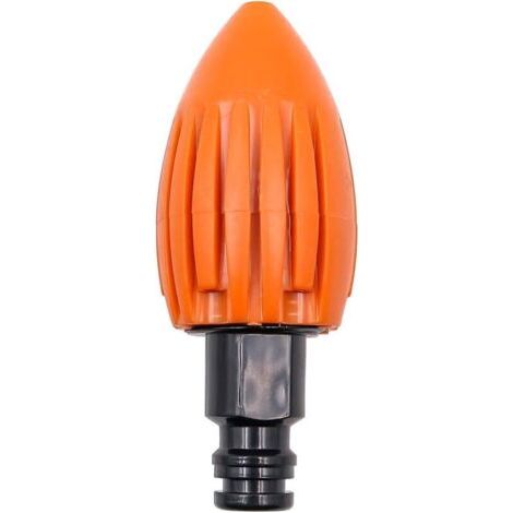 Buse de nettoyage de canalisations, lance-eau, buse de nettoyage de canalisations haute pression, buse de nettoyage de canalisations avec raccord rapide, adaptée aux tuyaux d'arrosage (orange) (1/4)